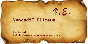 Vancsó Elizeus névjegykártya